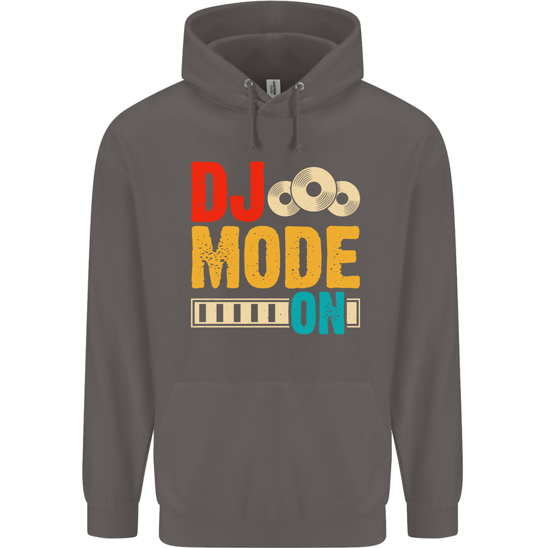 DJ Mode On DJing Music Mens 80% Cotton Hoodie Charcoal