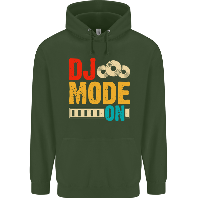 DJ Mode On DJing Music Mens 80% Cotton Hoodie Forest Green