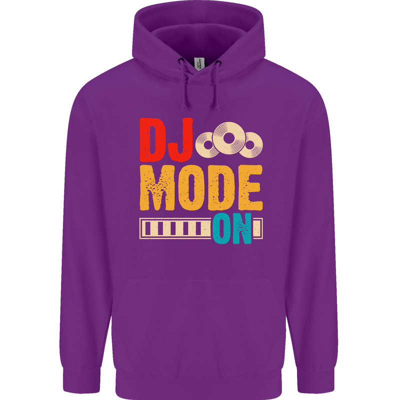 DJ Mode On DJing Music Mens 80% Cotton Hoodie Purple