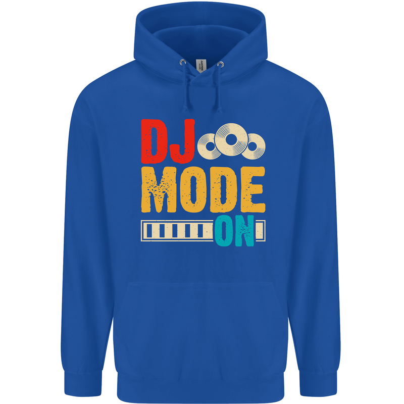 DJ Mode On DJing Music Mens 80% Cotton Hoodie Royal Blue