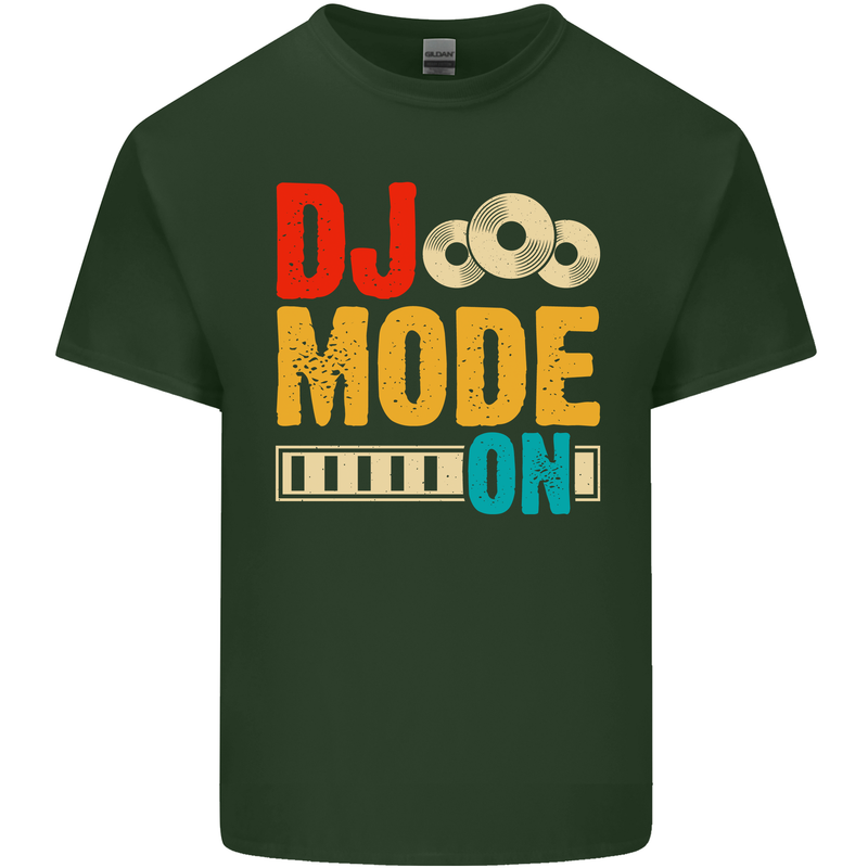 DJ Mode On DJing Music Mens Cotton T-Shirt Tee Top Forest Green