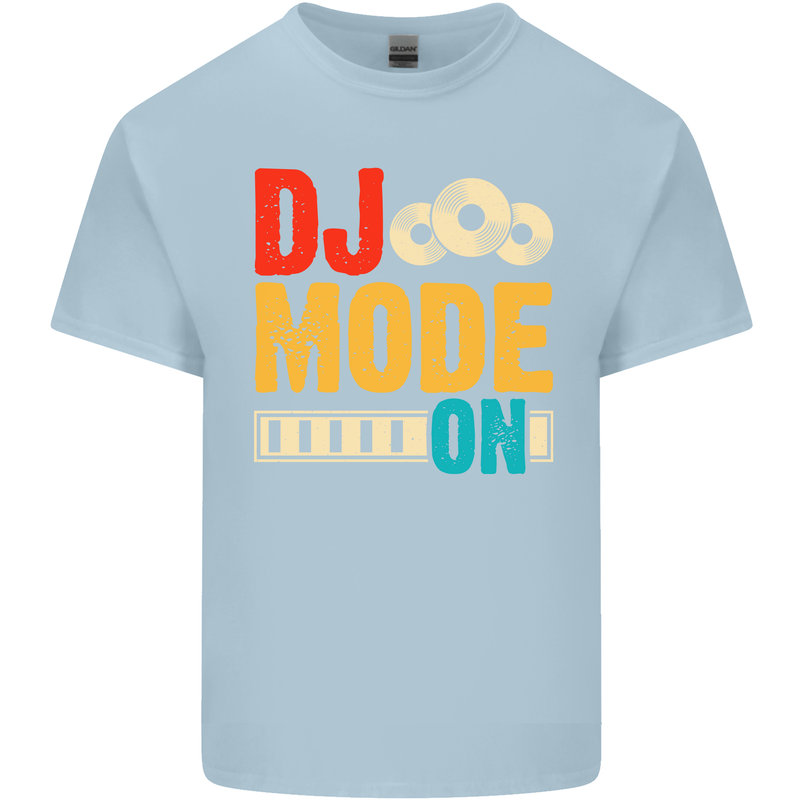 DJ Mode On DJing Music Mens Cotton T-Shirt Tee Top Light Blue