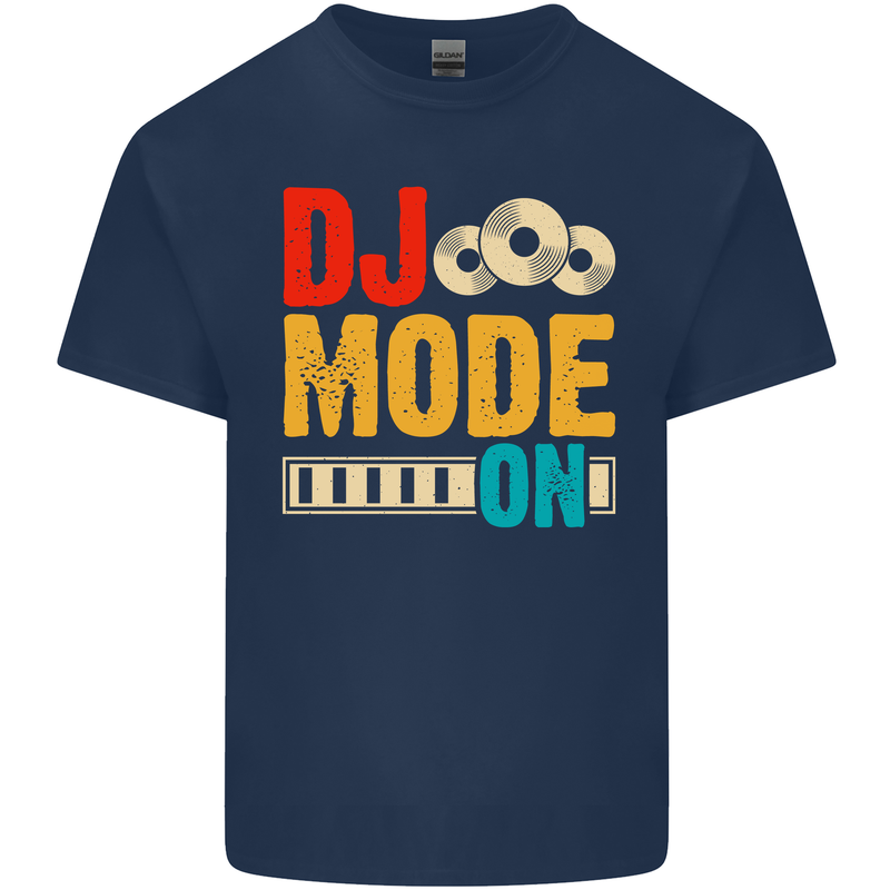 DJ Mode On DJing Music Mens Cotton T-Shirt Tee Top Navy Blue