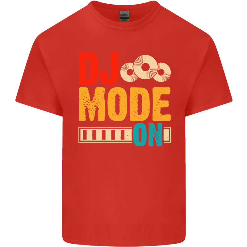 DJ Mode On DJing Music Mens Cotton T-Shirt Tee Top Red