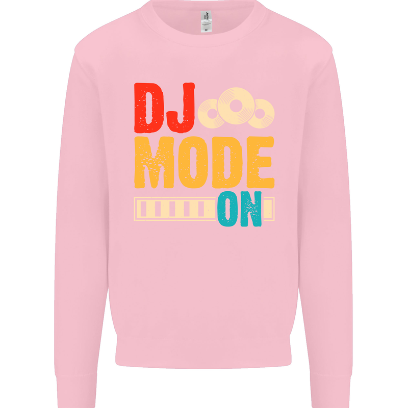 DJ Mode On DJing Music Mens Sweatshirt Jumper Light Pink