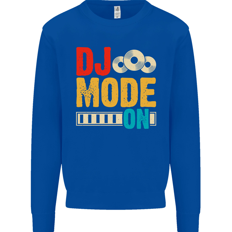 DJ Mode On DJing Music Mens Sweatshirt Jumper Royal Blue