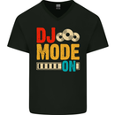DJ Mode On DJing Music Mens V-Neck Cotton T-Shirt Black