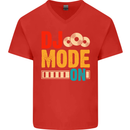 DJ Mode On DJing Music Mens V-Neck Cotton T-Shirt Red