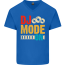 DJ Mode On DJing Music Mens V-Neck Cotton T-Shirt Royal Blue