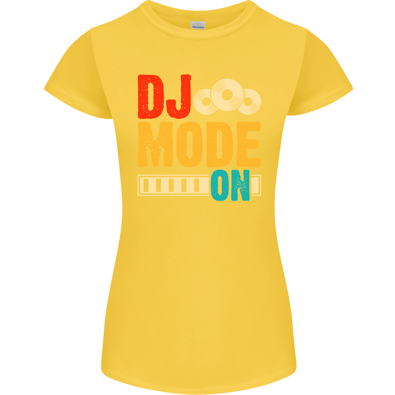 DJ Mode On DJing Music Womens Petite Cut T-Shirt Yellow
