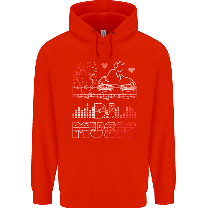 DJ Music Tekno Dance Rave Acid House Childrens Kids Hoodie Bright Red