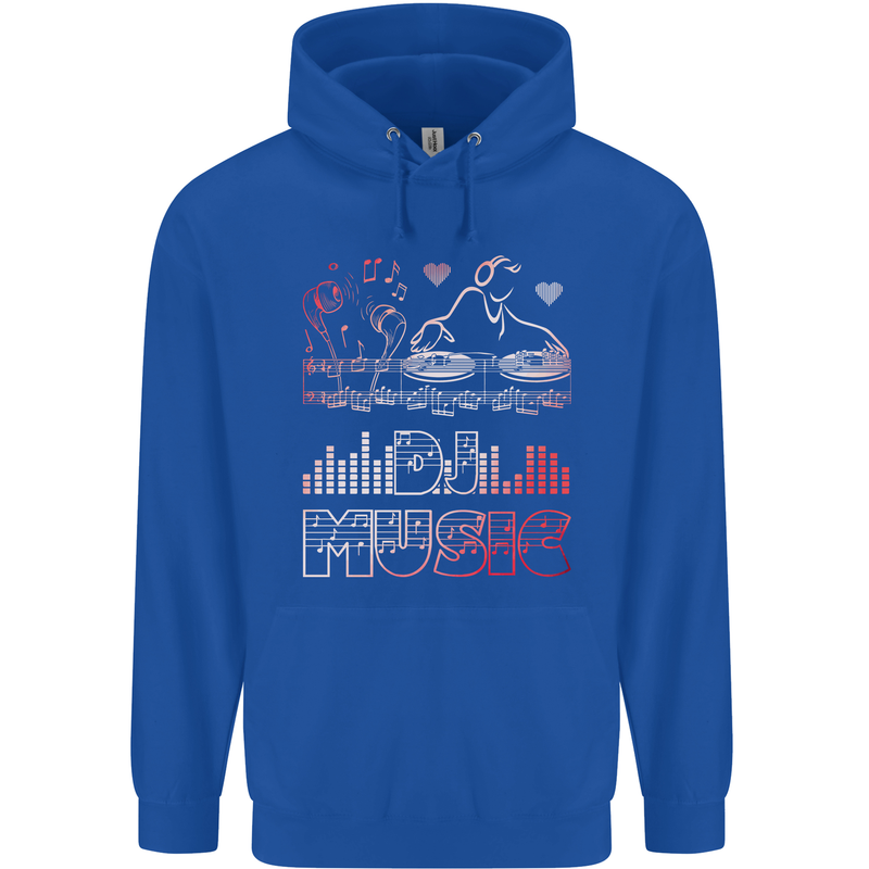 DJ Music Tekno Dance Rave Acid House Childrens Kids Hoodie Royal Blue