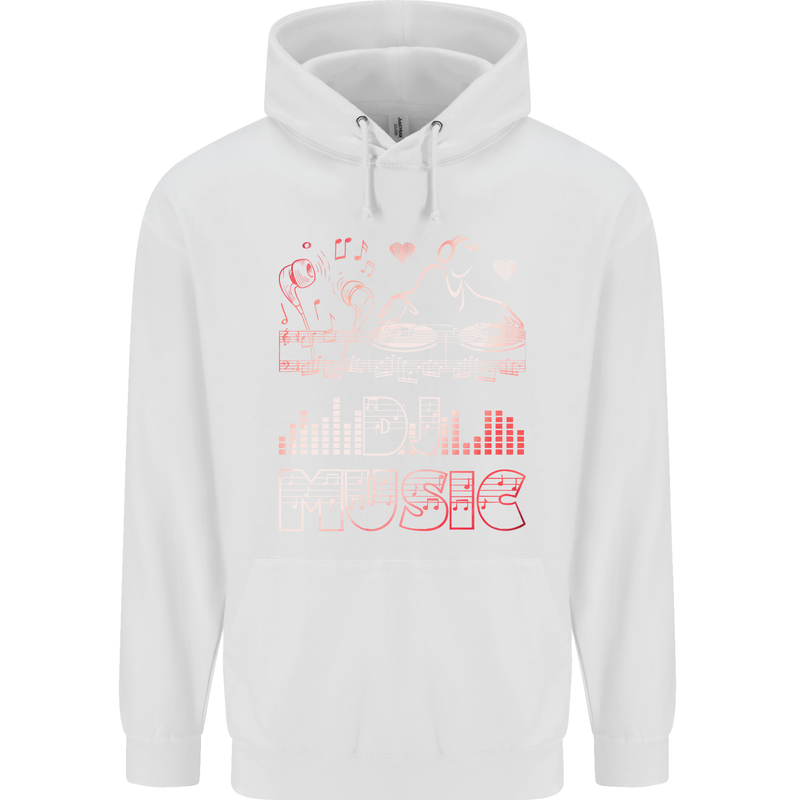 DJ Music Tekno Dance Rave Acid House Childrens Kids Hoodie White