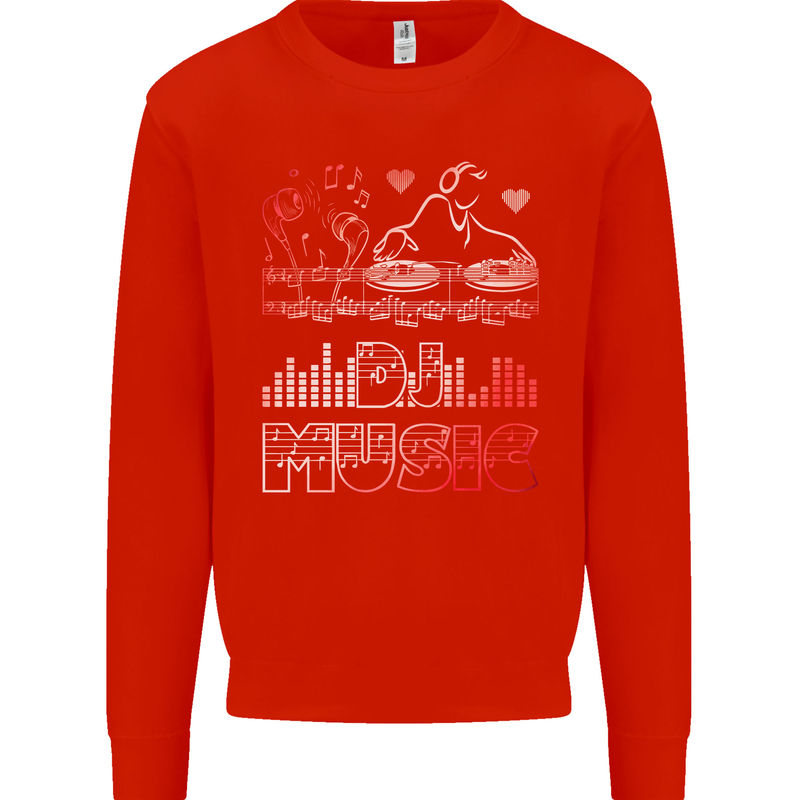 DJ Music Tekno Dance Rave Acid House Kids Sweatshirt Jumper Bright Red