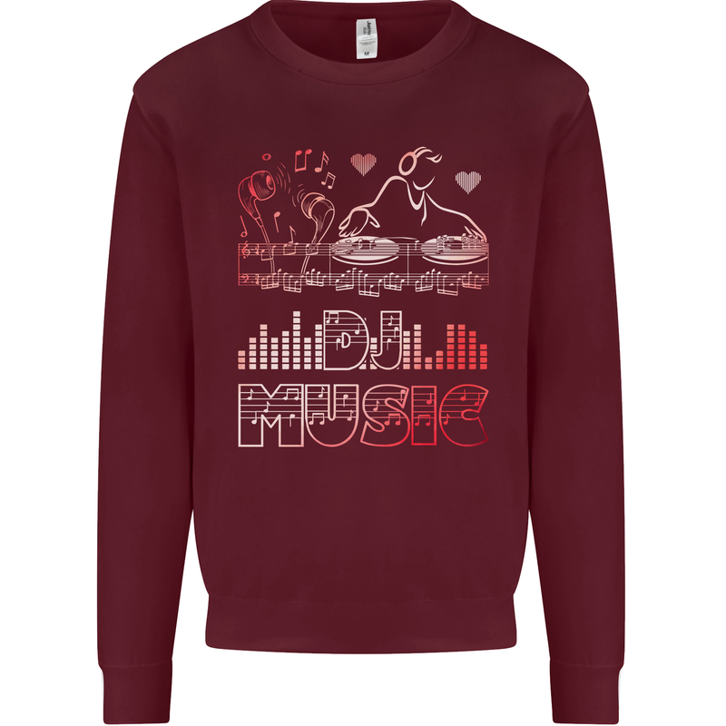 DJ Music Tekno Dance Rave Acid House Kids Sweatshirt Jumper Maroon