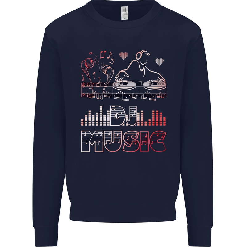DJ Music Tekno Dance Rave Acid House Kids Sweatshirt Jumper Navy Blue