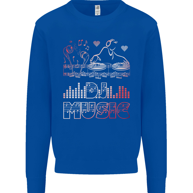 DJ Music Tekno Dance Rave Acid House Kids Sweatshirt Jumper Royal Blue
