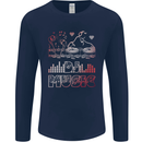 DJ Music Tekno Dance Rave Acid House Mens Long Sleeve T-Shirt Navy Blue