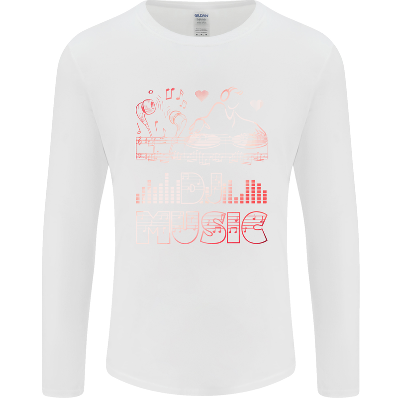 DJ Music Tekno Dance Rave Acid House Mens Long Sleeve T-Shirt White