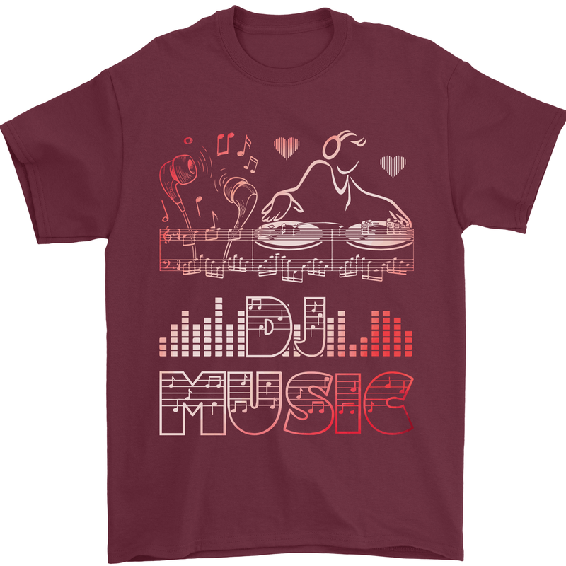 DJ Music Tekno Dance Rave Acid House Mens T-Shirt 100% Cotton Maroon
