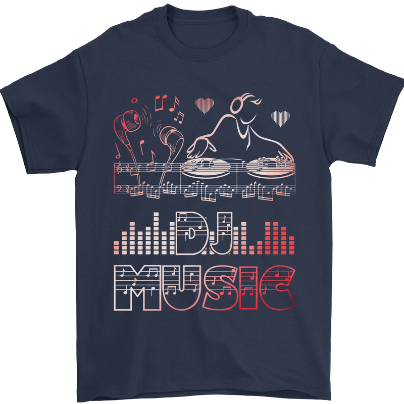 DJ Music Tekno Dance Rave Acid House Mens T-Shirt 100% Cotton Navy Blue