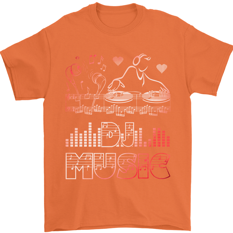 DJ Music Tekno Dance Rave Acid House Mens T-Shirt 100% Cotton Orange