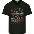 DJ Music Tekno Dance Rave Acid House Mens V-Neck Cotton T-Shirt Black