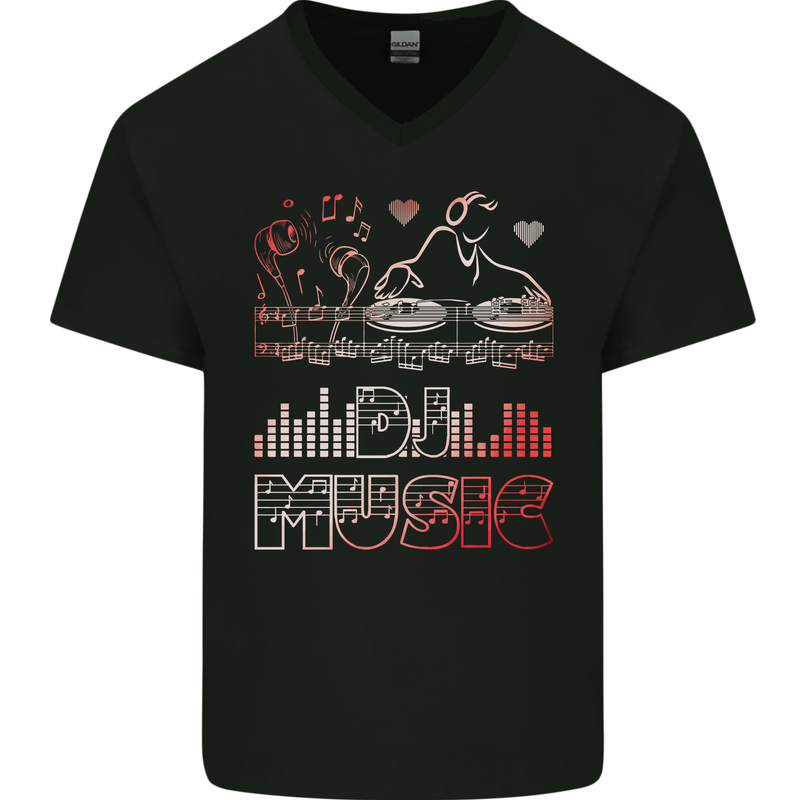 DJ Music Tekno Dance Rave Acid House Mens V-Neck Cotton T-Shirt Black