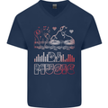 DJ Music Tekno Dance Rave Acid House Mens V-Neck Cotton T-Shirt Navy Blue