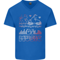 DJ Music Tekno Dance Rave Acid House Mens V-Neck Cotton T-Shirt Royal Blue