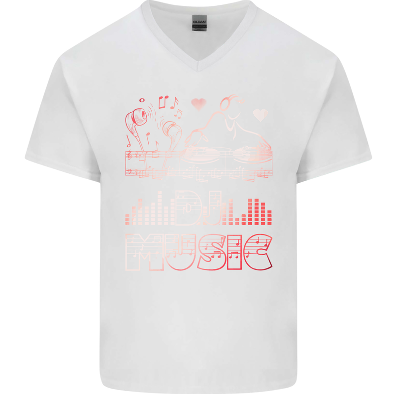 DJ Music Tekno Dance Rave Acid House Mens V-Neck Cotton T-Shirt White
