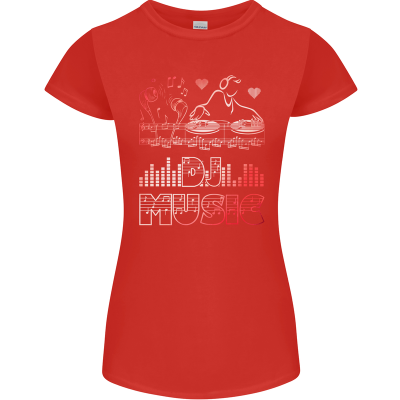 DJ Music Tekno Dance Rave Acid House Womens Petite Cut T-Shirt Red
