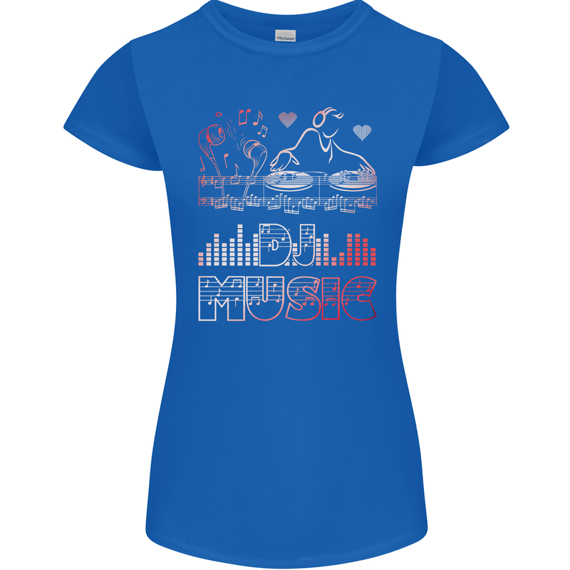 DJ Music Tekno Dance Rave Acid House Womens Petite Cut T-Shirt Royal Blue