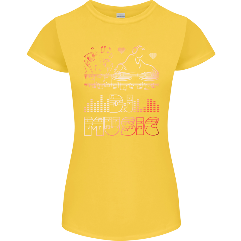 DJ Music Tekno Dance Rave Acid House Womens Petite Cut T-Shirt Yellow