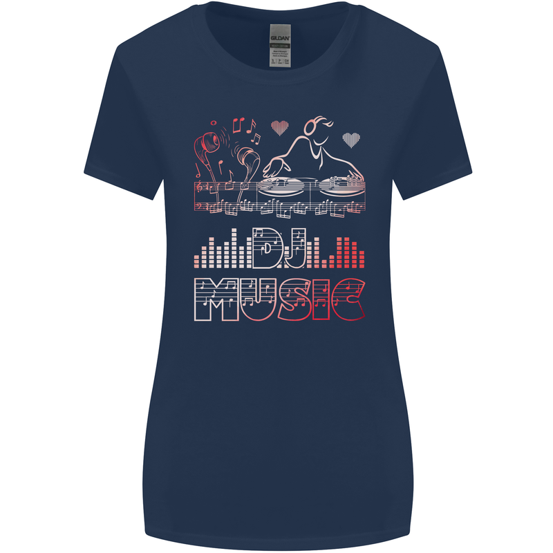 DJ Music Tekno Dance Rave Acid House Womens Wider Cut T-Shirt Navy Blue