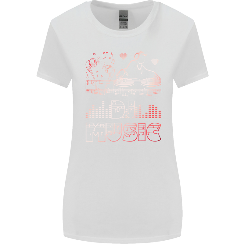 DJ Music Tekno Dance Rave Acid House Womens Wider Cut T-Shirt White