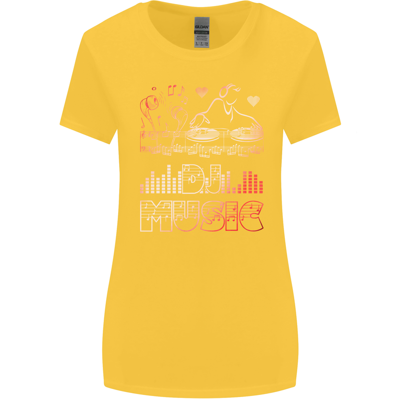 DJ Music Tekno Dance Rave Acid House Womens Wider Cut T-Shirt Yellow