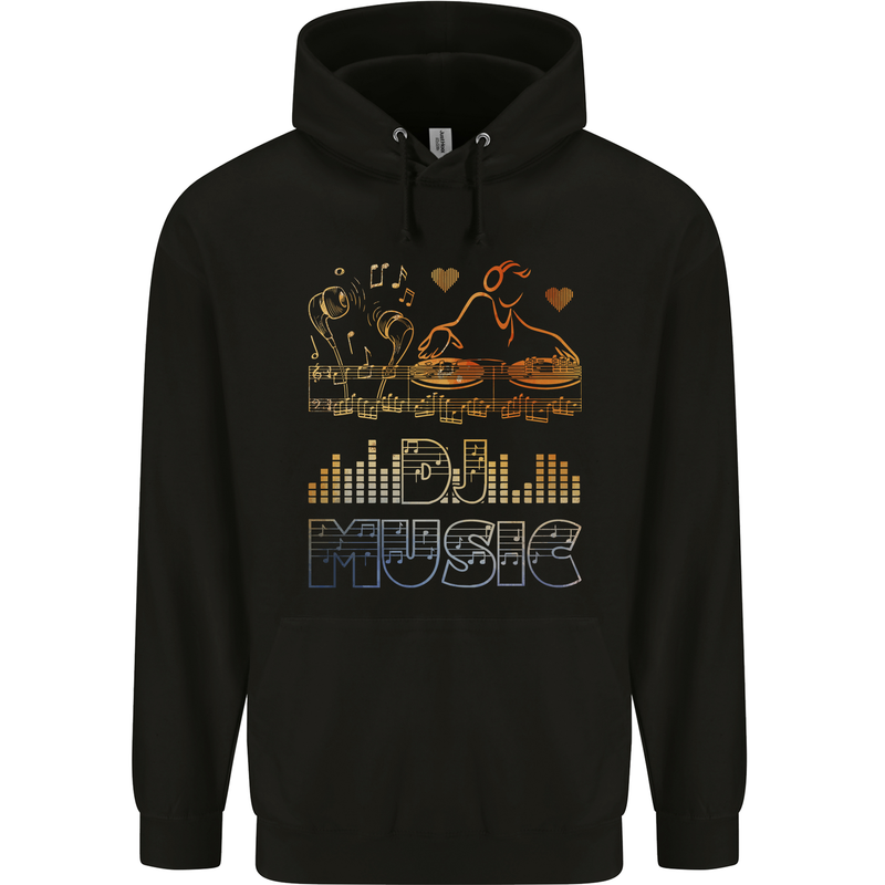 DJ Music Tekno Dance Rave Childrens Kids Hoodie Black