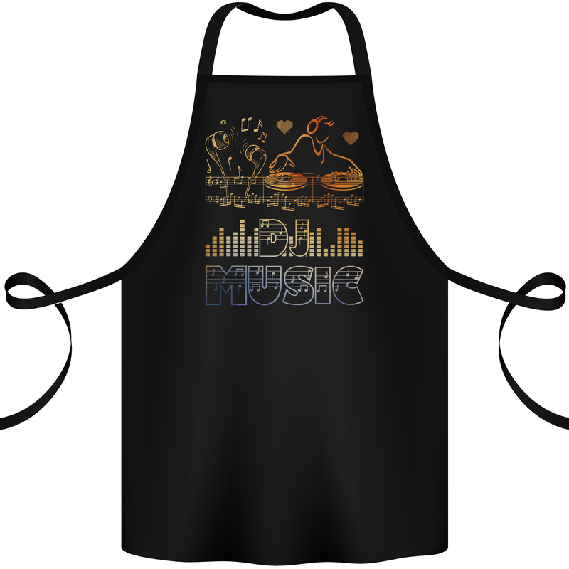 DJ Music Tekno Dance Rave Cotton Apron 100% Organic Black