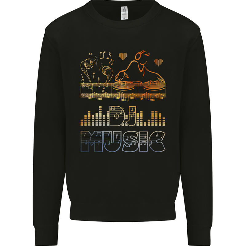 DJ Music Tekno Dance Rave Kids Sweatshirt Jumper Black