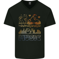 DJ Music Tekno Dance Rave Mens V-Neck Cotton T-Shirt Black