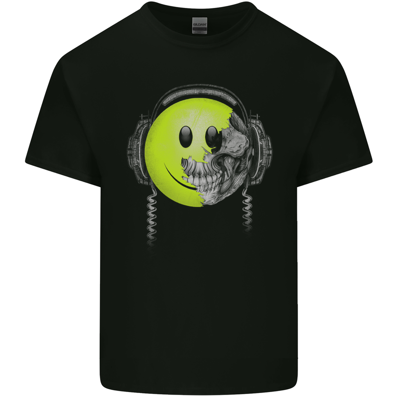 DJ Skull Dance Music DJing Skull Headphones Mens Cotton T-Shirt Tee Top Black
