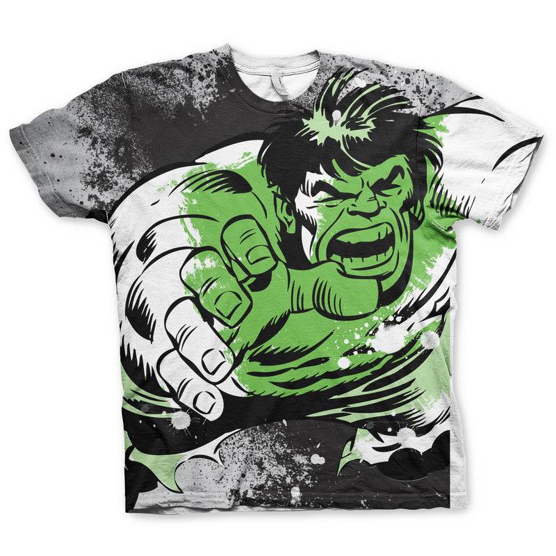 The incredible hulk marvel mens allover print t-shirt multi coloured superhero film tee front