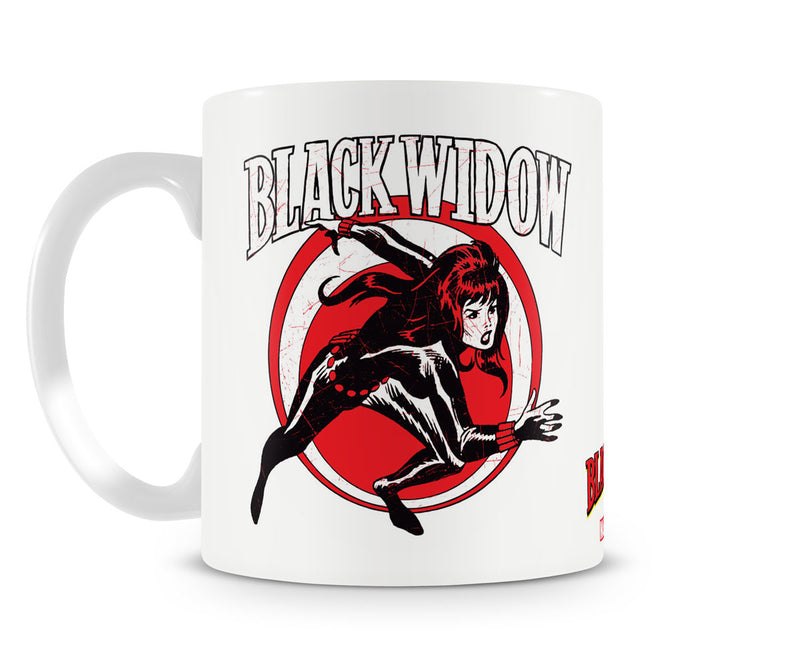 Black widow marvel superhero film white coffee mug cup