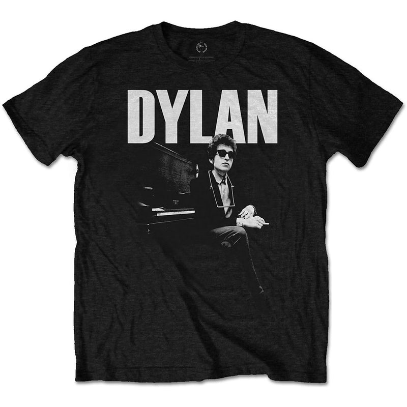Bob dylan piano mens black t-shirt music icon tee
