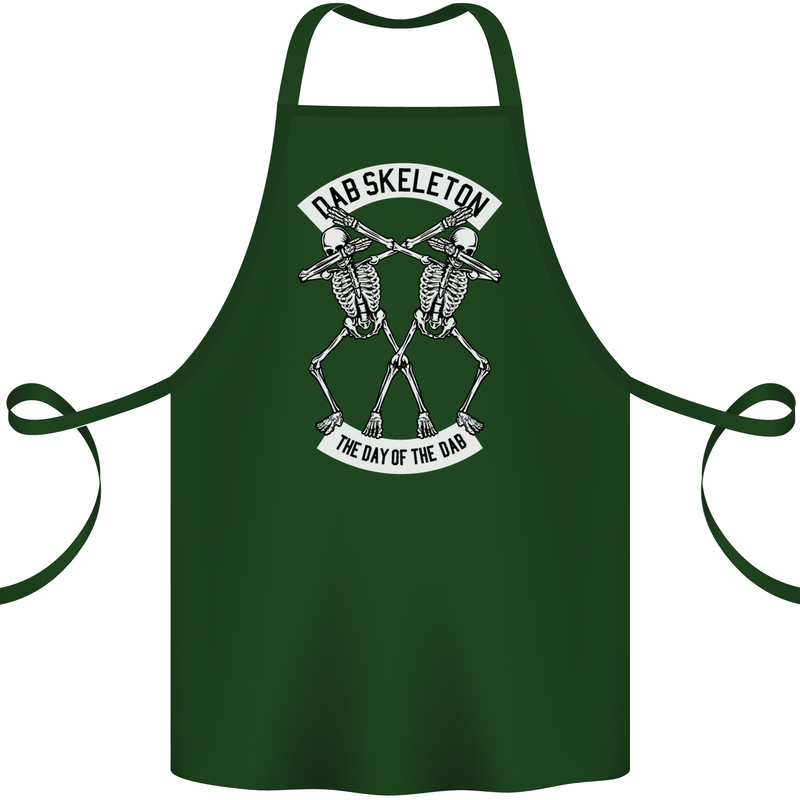 Dab Skeleton the Day of the Dab Dead Cotton Apron 100% Organic Forest Green