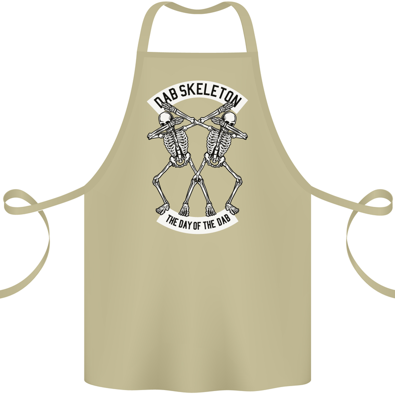 Dab Skeleton the Day of the Dab Dead Cotton Apron 100% Organic Khaki