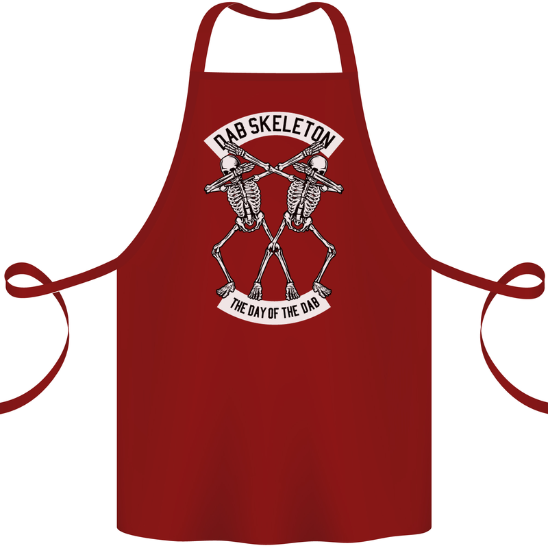 Dab Skeleton the Day of the Dab Dead Cotton Apron 100% Organic Maroon