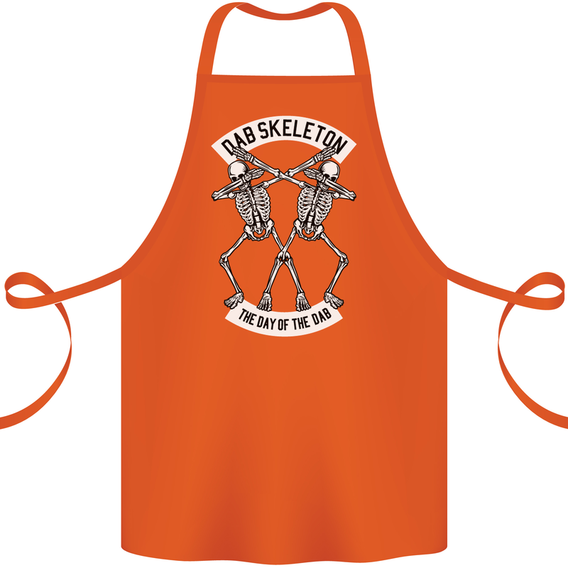 Dab Skeleton the Day of the Dab Dead Cotton Apron 100% Organic Orange