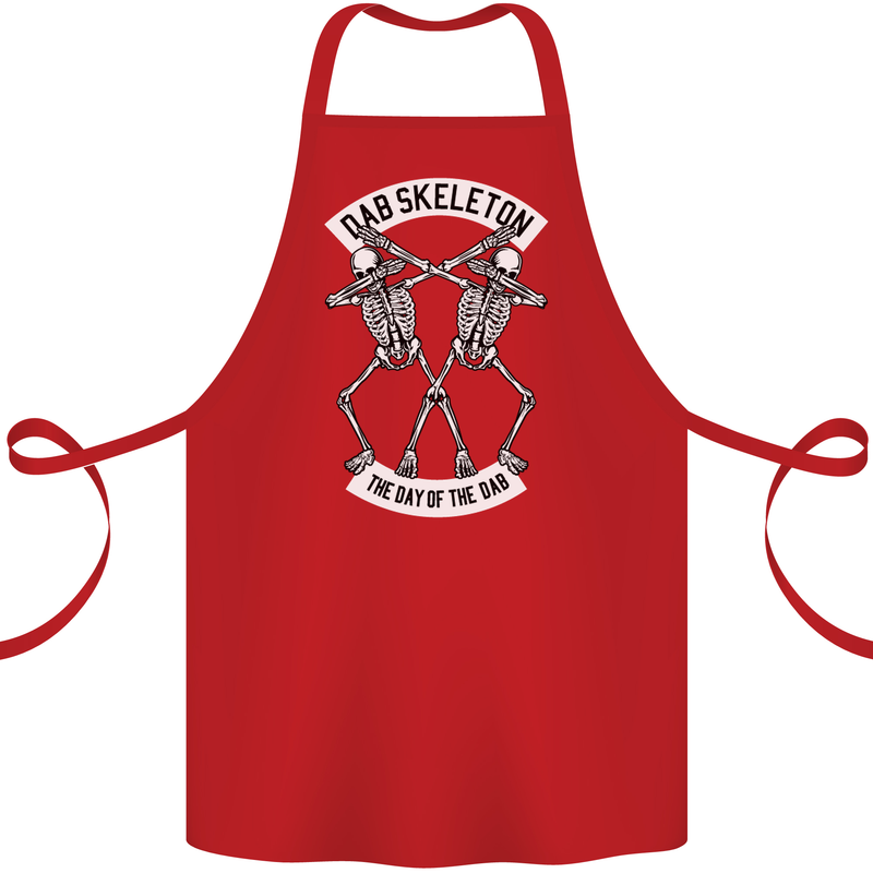 Dab Skeleton the Day of the Dab Dead Cotton Apron 100% Organic Red